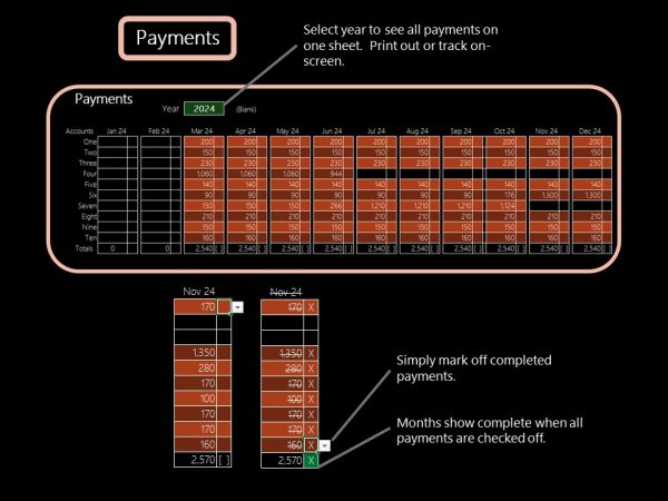 Debt Free Debt Payoff Tracker with Credit Score Focus™ - Dark Mode - for Excel - Image 10