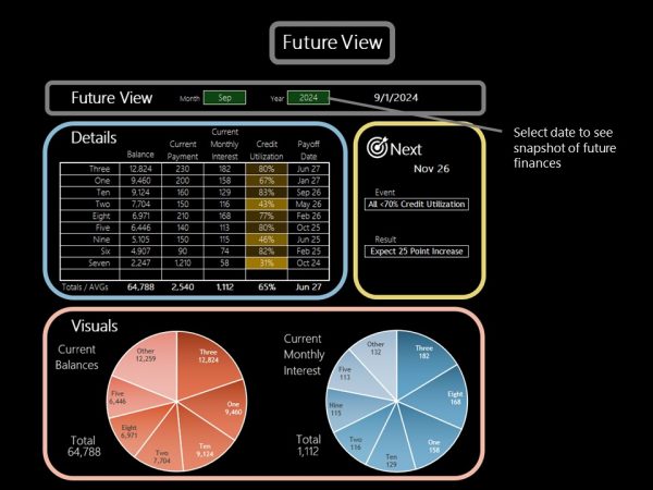 Debt Free Debt Payoff Tracker with Credit Score Focus™ - Dark Mode - for Excel - Image 9